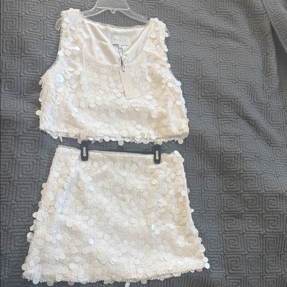 🔥🔥Mable White Sequin tank and mini skirt set - Picture 9 of 16